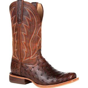 NWT Men's Durango Chestnut Full Quill Ostrich Square Toe Western Boots